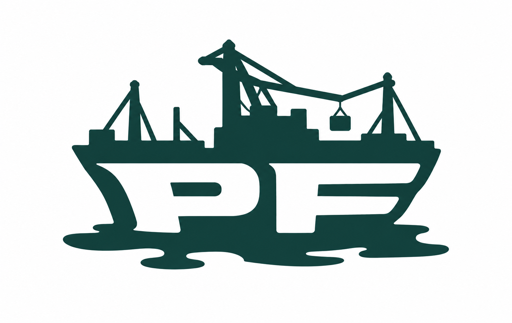 Peninsular Freight PF ship and crane logo